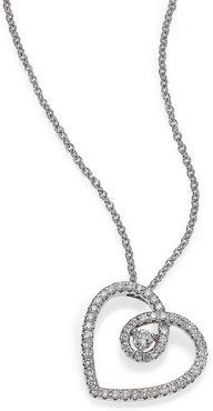Classic Diamond & 18K White Gold Heart Pendant Necklace - White Gold