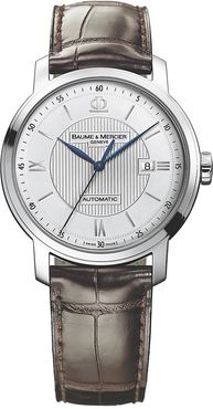 Classima 8731 Stainless Steel & Alligator Strap Watch - Silver Brown