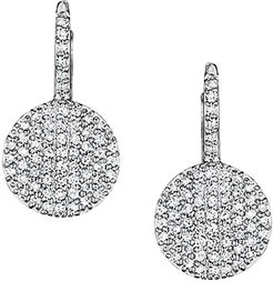 Diamond & 14K White Gold Disc Drop Earrings - White Gold