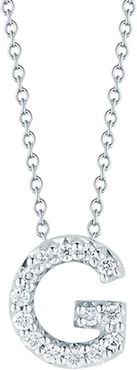 Tiny Treasures 0.08 TCW Diamond & 18K White Gold Initial Necklace - Initial G