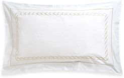 Cable-Embroidered Egyptian Cotton Sham - White - Size King