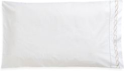 Cable-Embroidered Egyptian Cotton Pillowcase - White - Size Queen