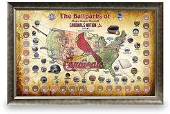 Framed Major League Baseball Parks Map Collage - Cardinals