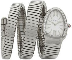 Serpenti Tubogas Stainless Steel & Diamond Double Twist Watch - Silver