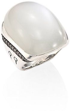 Bamboo Grey Diamond, Moonstone & Sterling Silver Ring