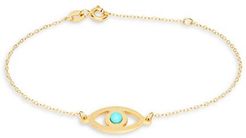 Evil Eye 14K Yellow Gold & Turquoise Bracelet
