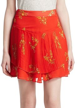 Floral Pleated Mini Skirt