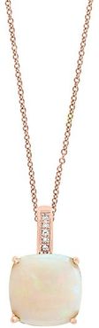 October 14K Rose Gold, Ethiopian Opal & Diamond Pendant Necklace