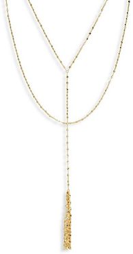 14 Gold Mirrored Double Chain Y-Drop Necklace