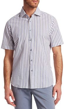 COLLECTION Seersucker Stripe Woven Cotton Button-Down Shirt