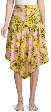 Floral Stretch Asymmetrical Skirt