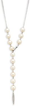 Silvertone, Crystal & 5-7MM Pearl Necklace