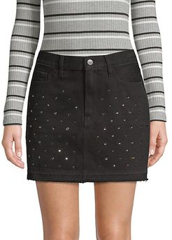Le Mini Embellished Denim Skirt