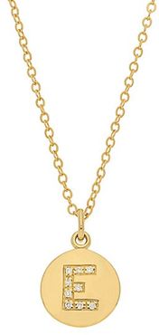 14K Yellow Gold & Diamond E Pendant Necklace