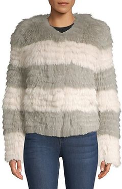 Striped Fox Fur Coat