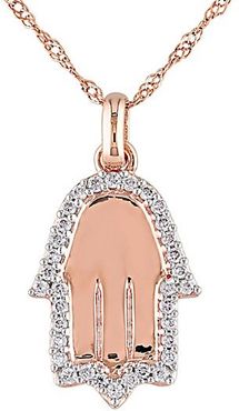 14K Rose Gold & Diamond Hamsa Pendant Necklace