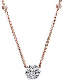 14K Rose Gold & Diamond Pendant Necklace