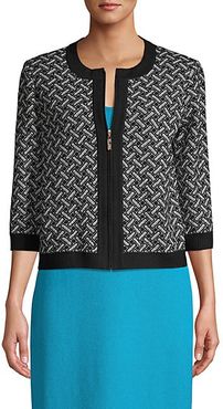 Zip-Front Wool-Blend Cardigan