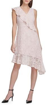 Asymmetric Lace Midi Dress