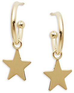 14K Yellow Gold & Flat Star Earrings