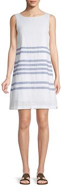 Striped Boatneck Linen & Cotton Blend Shift Dress