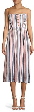 Lilah Strapless Striped Midi Dress