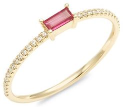 14K Yellow Gold, Ruby & Diamond Ring