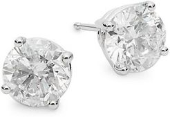 14K White Gold & 3 TCW Diamond Stud Earrings