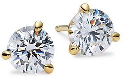 Goldplated Sterling Silver & Simulated Diamond Stud Earrings