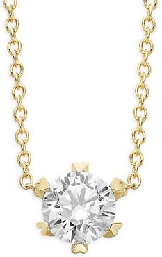 Goldplated Sterling Silver & Simulated Diamond Pendant Necklace
