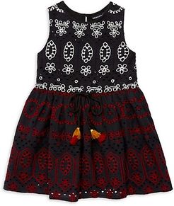 Little Girl's & Girl's Sleeveless Eyelet Dress