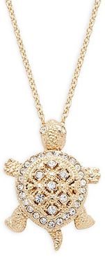 Goldtone & Pav&eacute; Crystal Turtle Pendant Necklace