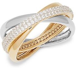 Trinity Two-Tone & Crystal Crisscross Ring