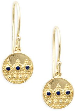 Heritage Moon 18K Gold & Blue Sapphire Drop Earrings