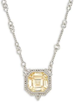 Sterling Silver & Canary Crystal Pendant Necklace