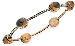 10K Gold, Smoky Quartz & Diamond Station Bracelet