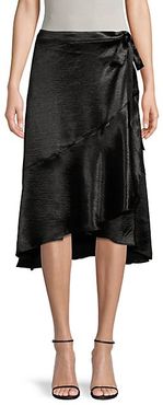 Satin High-Low Ruffle Wrap Skirt
