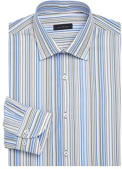 COLLECTION Classic-Fit Multi-Stripe Cotton Dress Shirt
