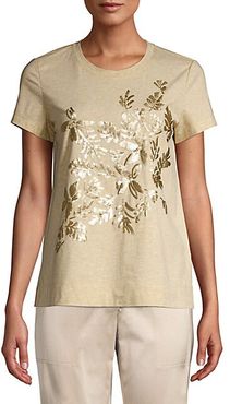 Embellished Melange Jersey T-Shirt