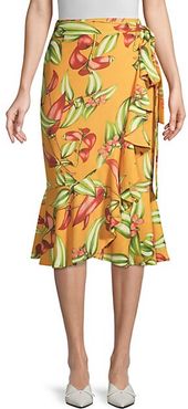 Zebrina Floral Ruffle Wrap Skirt