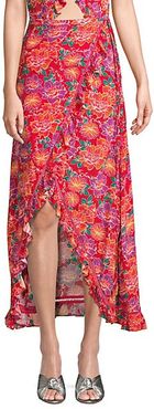 Stevie Floral Silk-Blend Wrap Skirt