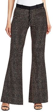 Metallic Stud Wool Flare Trousers