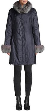 Reversible Chevron Fox Fur Coat