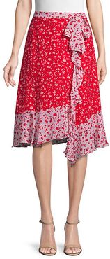 Collins Floral Ruffle Asymmetric Skirt