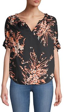 Arlinda Floral Ruffle Sleeve Chiffon Blouse