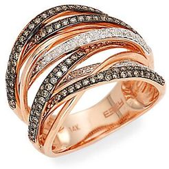 Black Rhodium-Plated 14K Rose Gold, 0.74 TCW White & Espresso Diamond Ring