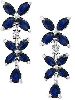Royale Bleu Natural Sapphire, Diamond & 14K White Gold Drop Earrings