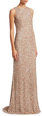 Sleeveless Sequin Sheath Gown