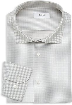 Grid-Print Long-Sleeve Dress Shirt