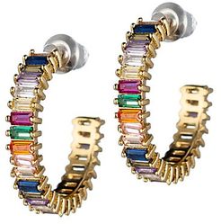 Luxe Rainbow Crystal Hoop Earrings